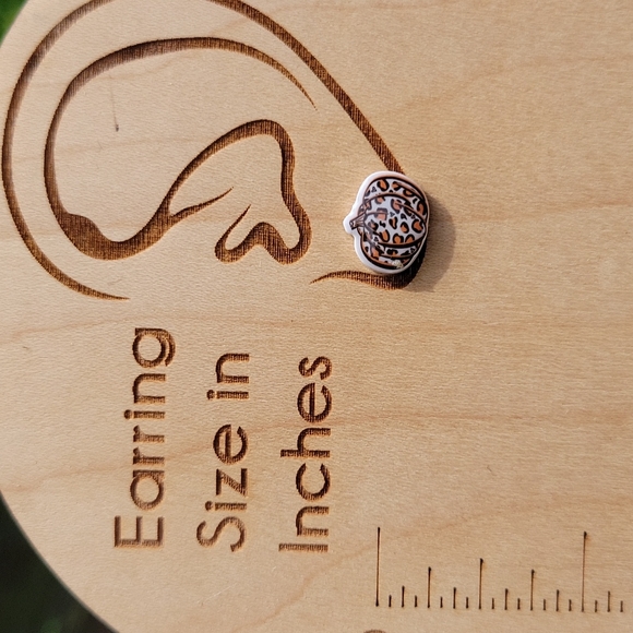 Animal Print Pumpkin Stud Earrings - Picture 4 of 5